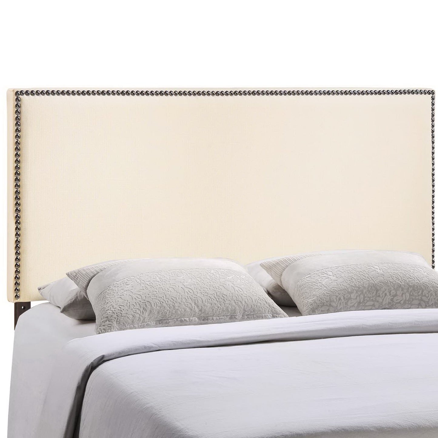 Grove Nailhead Upholstered Full Headboard in Ivory