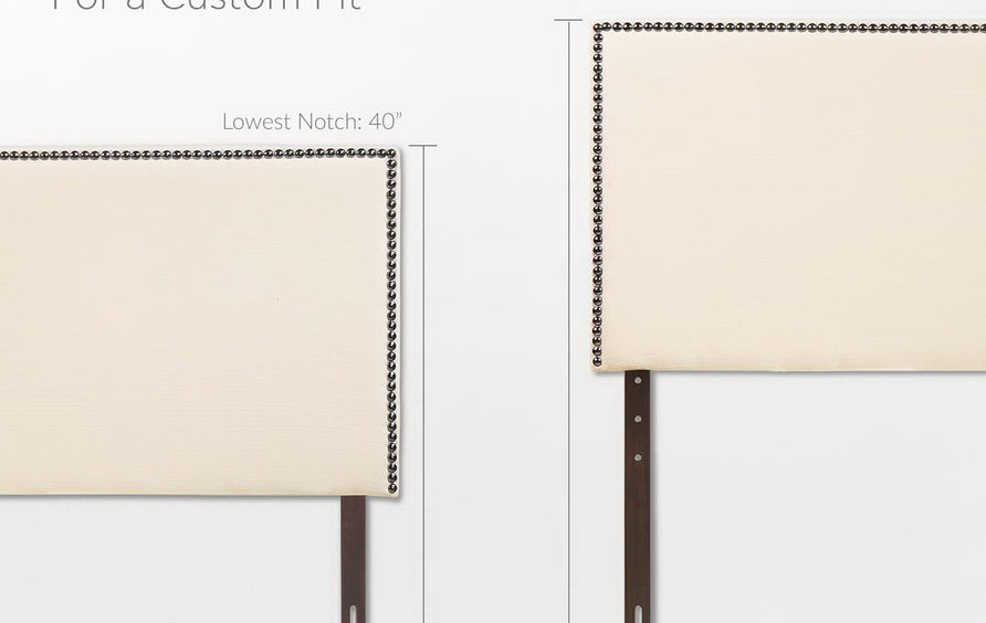 Grove Nailhead Upholstered Full Headboard in Ivory