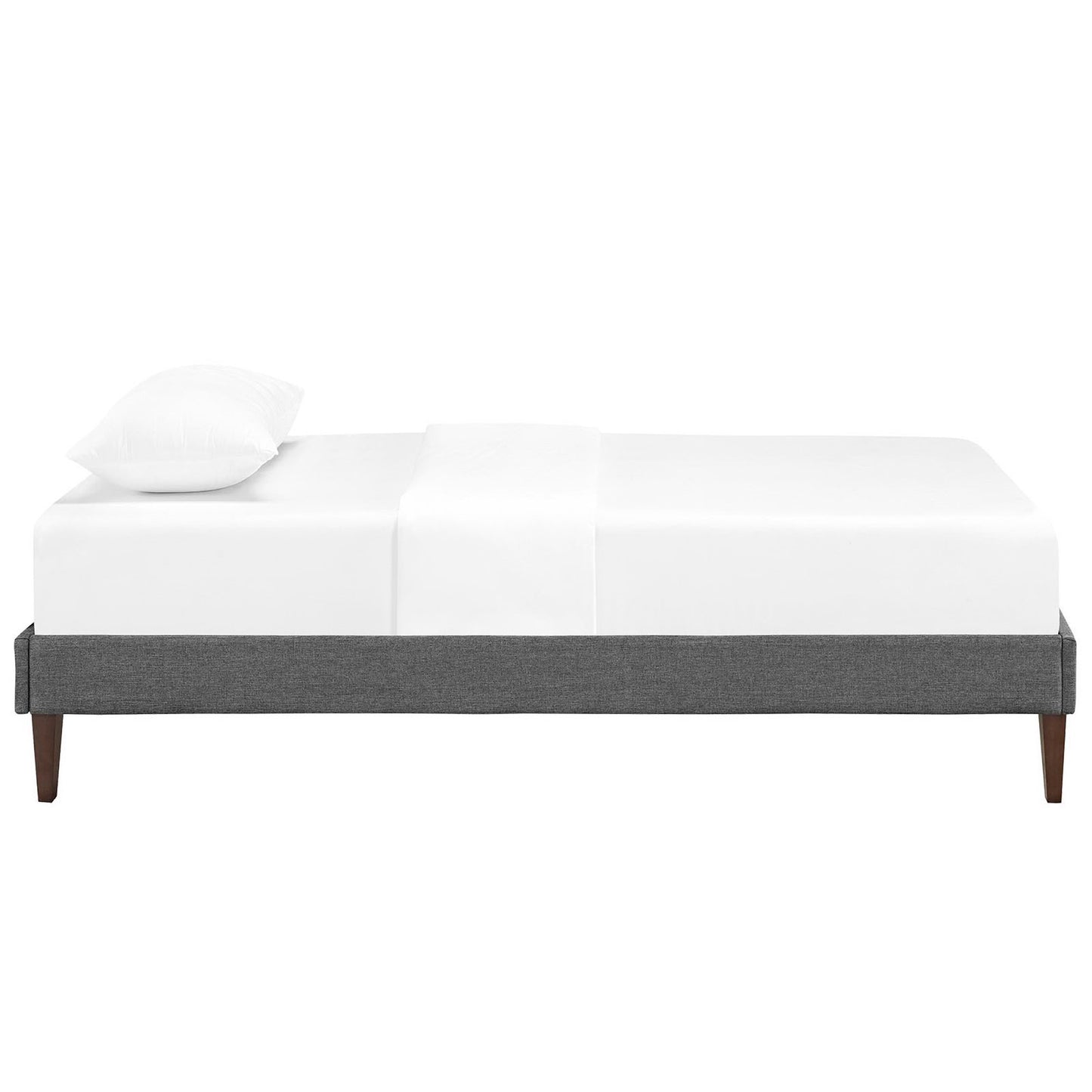 Aughrim Fabric Twin Bed Frame with Squared Tapered Legs in Gray
