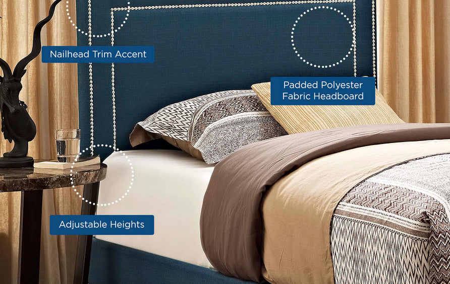 Yarrow Upholstered Fabric Twin Headboard in Azure