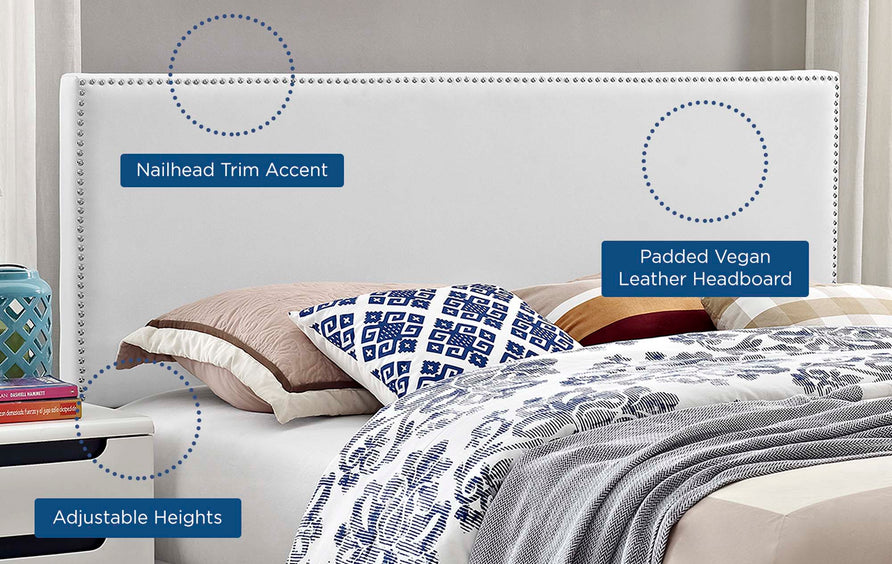 Ara Upholstered Vinyl Full Headboard in White