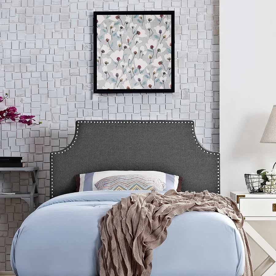 Sirius Upholstered Fabric Twin Headboard in Gray