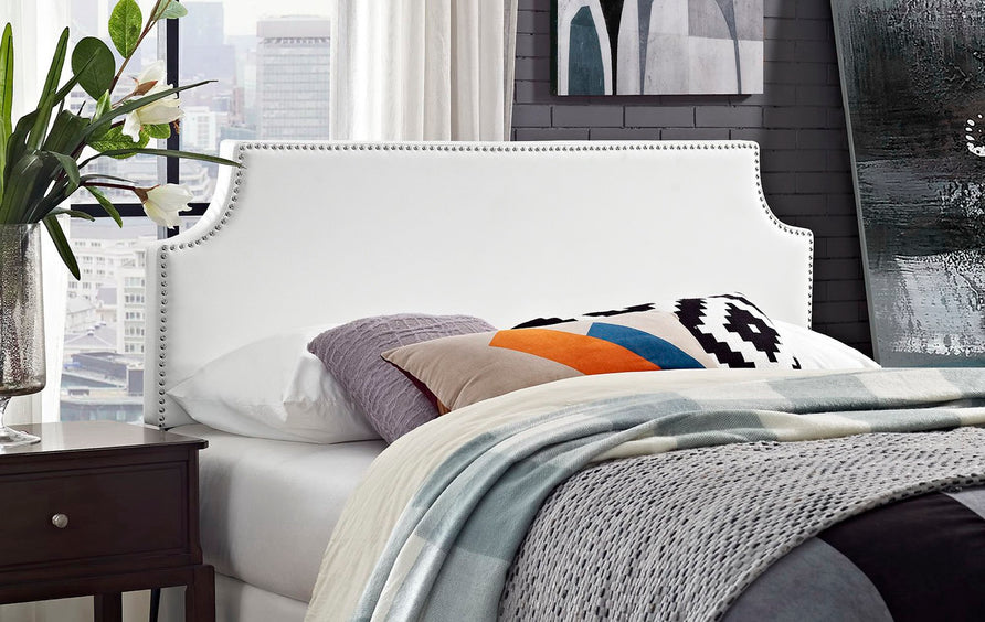 Sirius Upholstered Vinyl Full Headboard in White