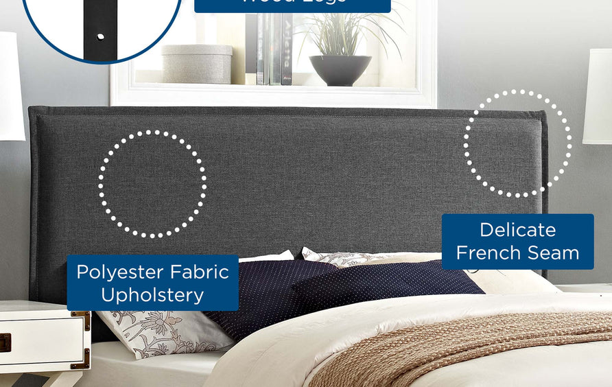 Slate Upholstered Fabric Full Headboard in Gray