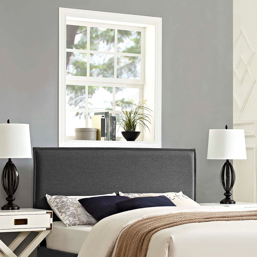 Slate Upholstered Fabric Full Headboard in Gray
