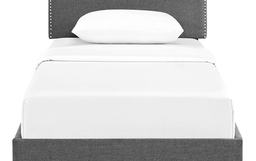 Sirius Fabric Twin Platform Bed with Squared Tapered Legs in Gray