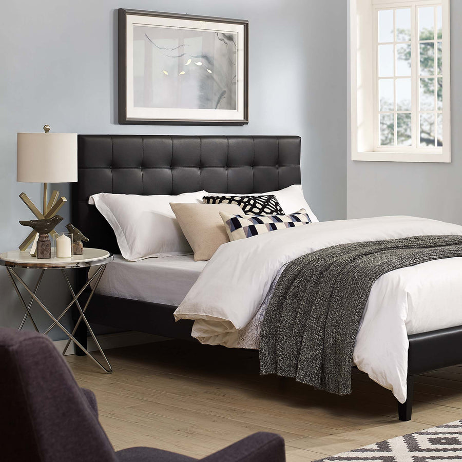 Saguaro Tufted Upholstered Faux Leather Full / Queen Headboard in Black