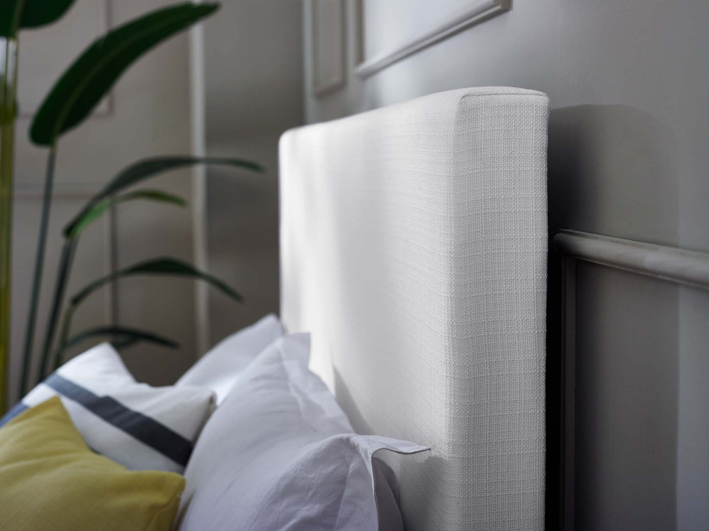 Xanthe Upholstered Linen Fabric King and California King Headboard in White