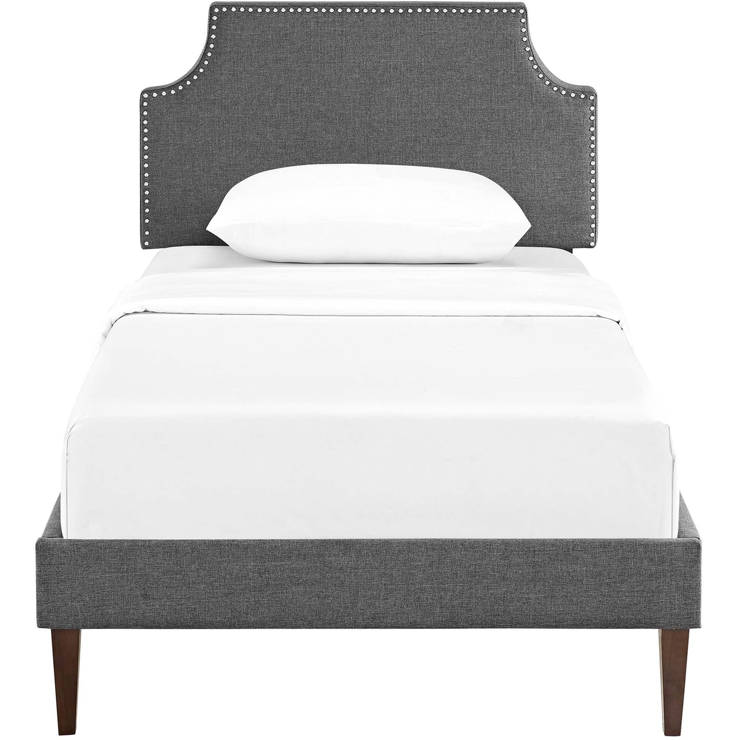 Daphne Fabric Twin Platform Bed with Squared Tapered Legs in Gray