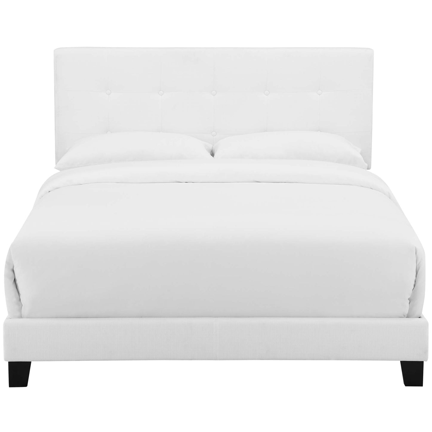 Cottage Upholstered Fabric Queen Bed in White