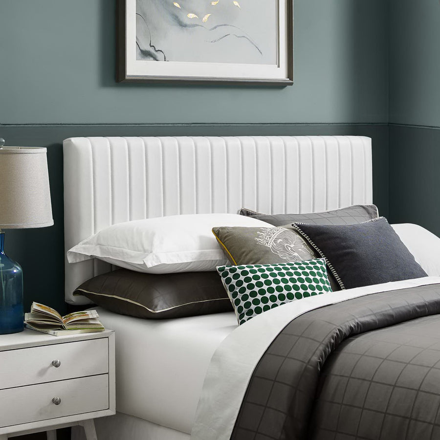 Meadow Faux Leather Full / Queen Headboard in White