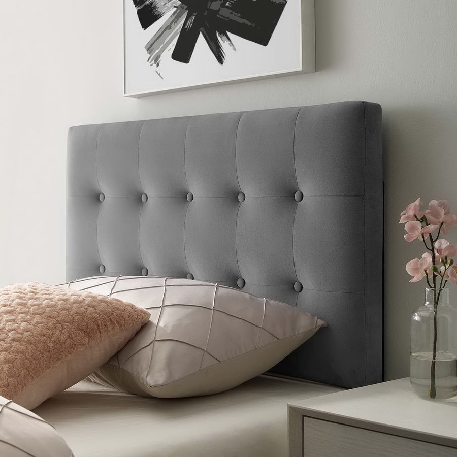 Vale Biscuit Tufted Performance Velvet Twin Headboard in Gray