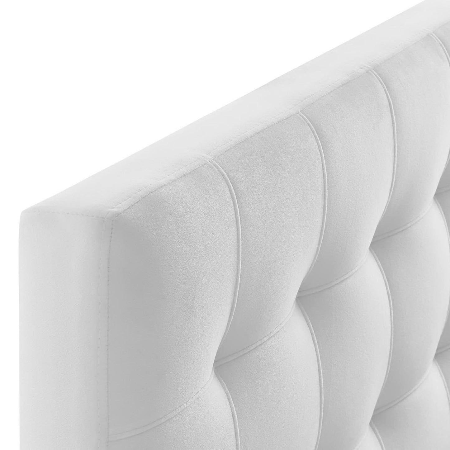 Cleo Biscuit Tufted Performance Velvet Twin Headboard in White