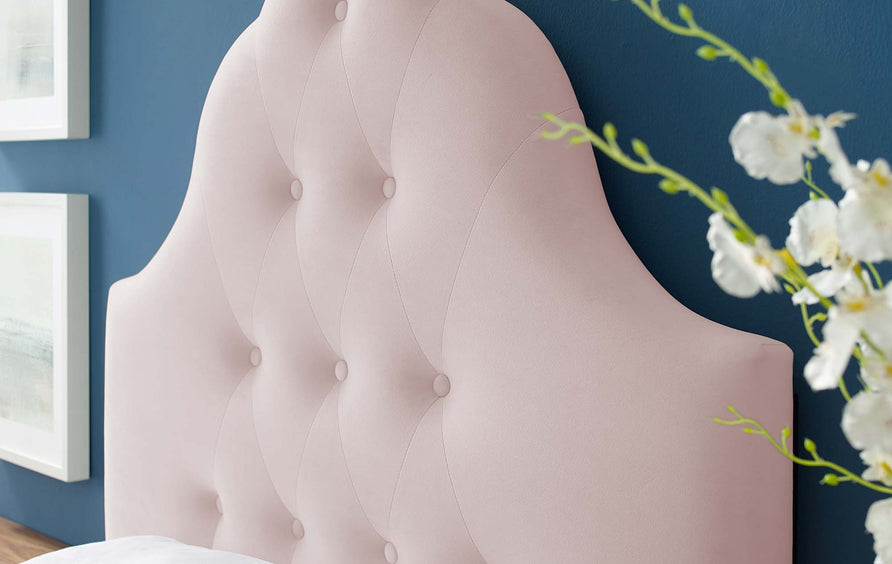 Semillon Diamond Tufted Performance Velvet Twin Headboard in Pink