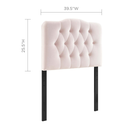 Annabel Diamond Tufted Performance Velvet Twin Headboard by Furniture For America
