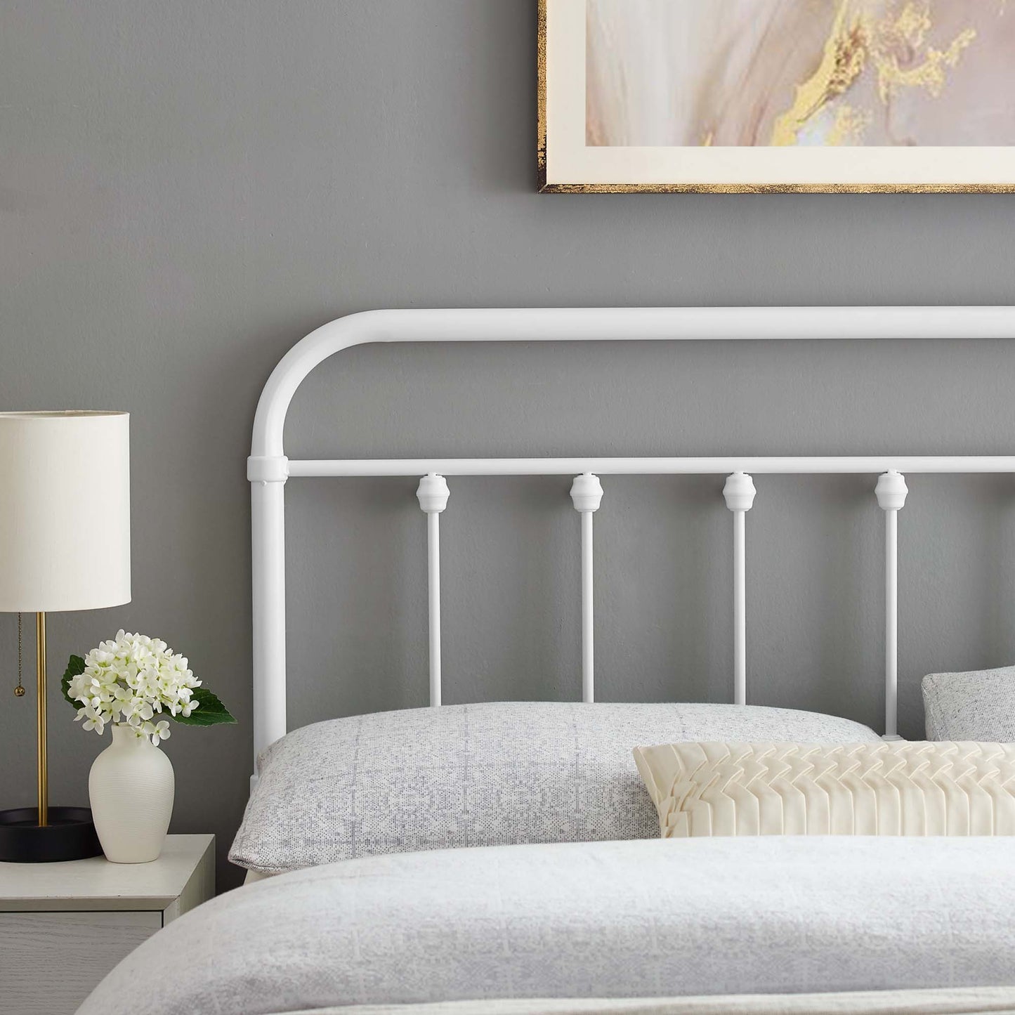 Paisley Metal Twin Headboard in White