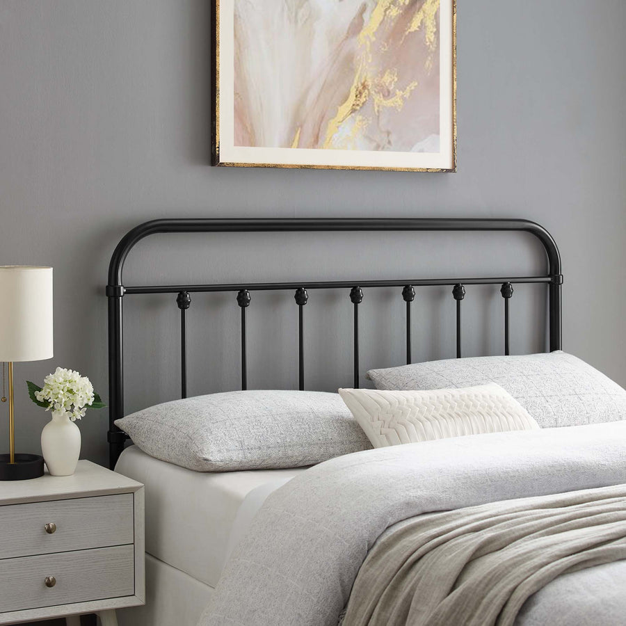 Paisley Metal Full Headboard in Black
