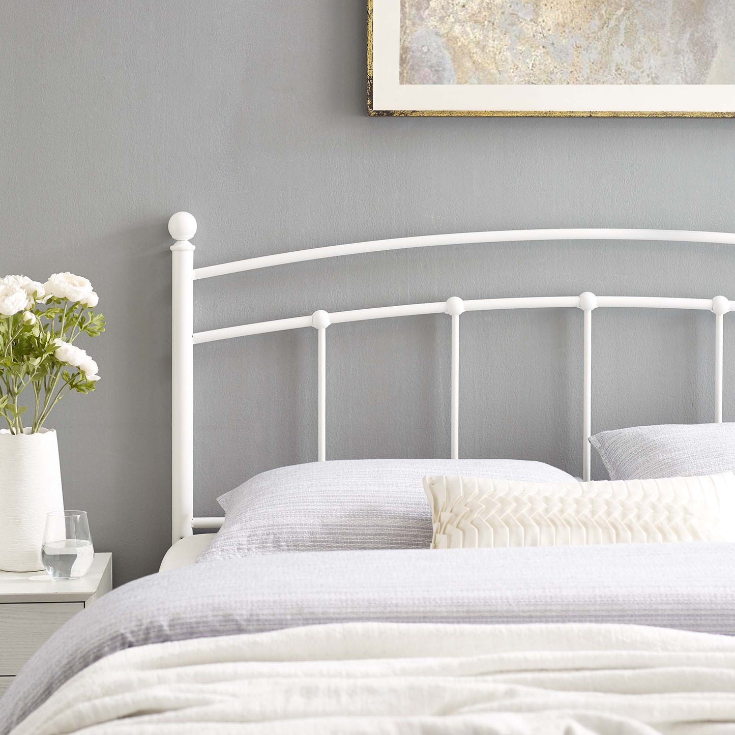 Estate Metal Twin Headboard in White