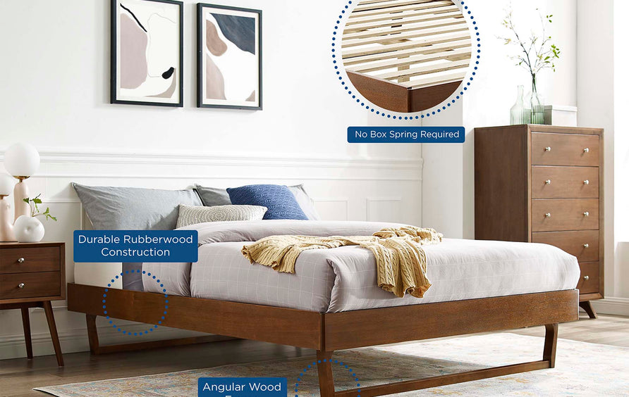 Terrace Wood King Platform Bed Frame in Walnut