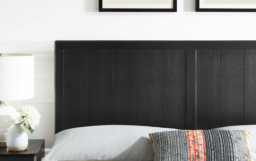 Gingham Wood King Headboard in Black