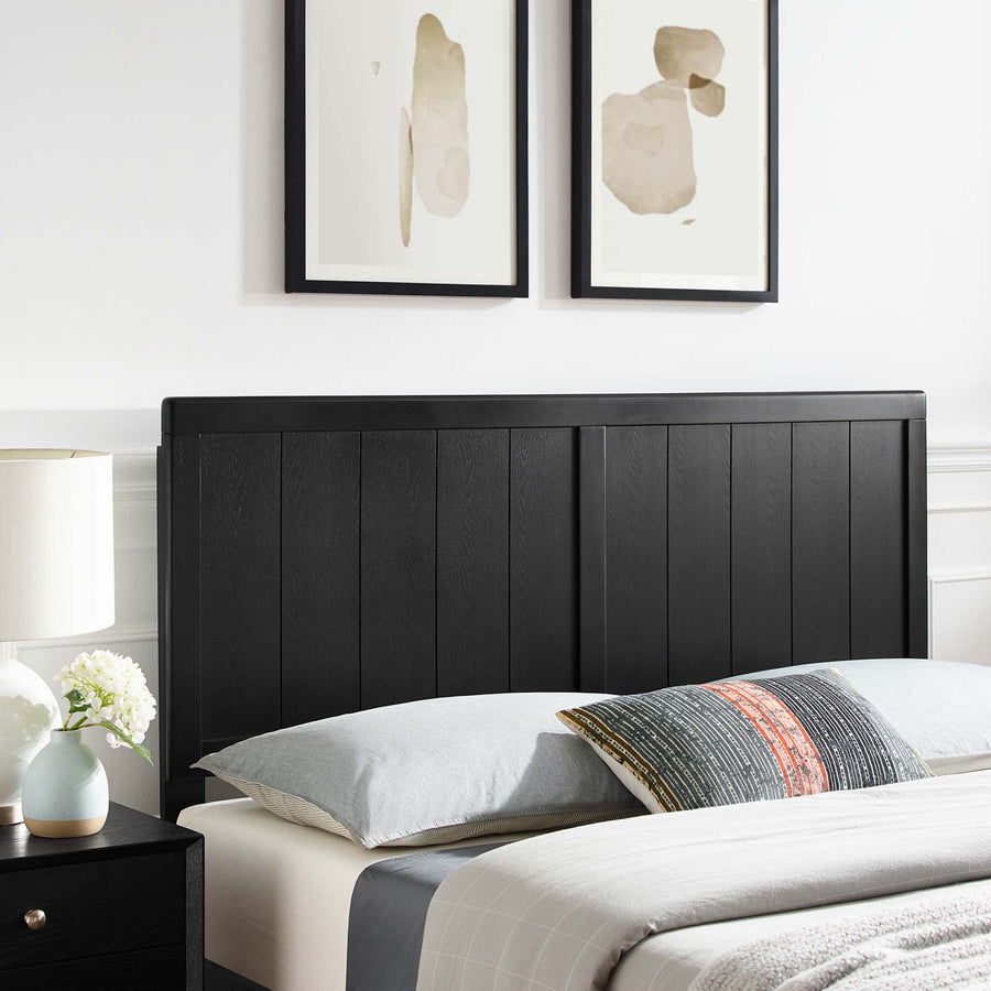 Gingham Wood King Headboard in Black
