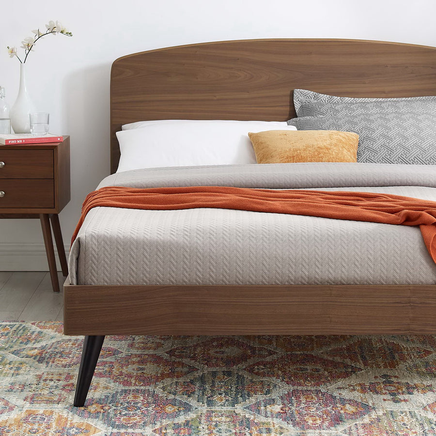 Carwyn Wood Queen Platform Bed in Walnut