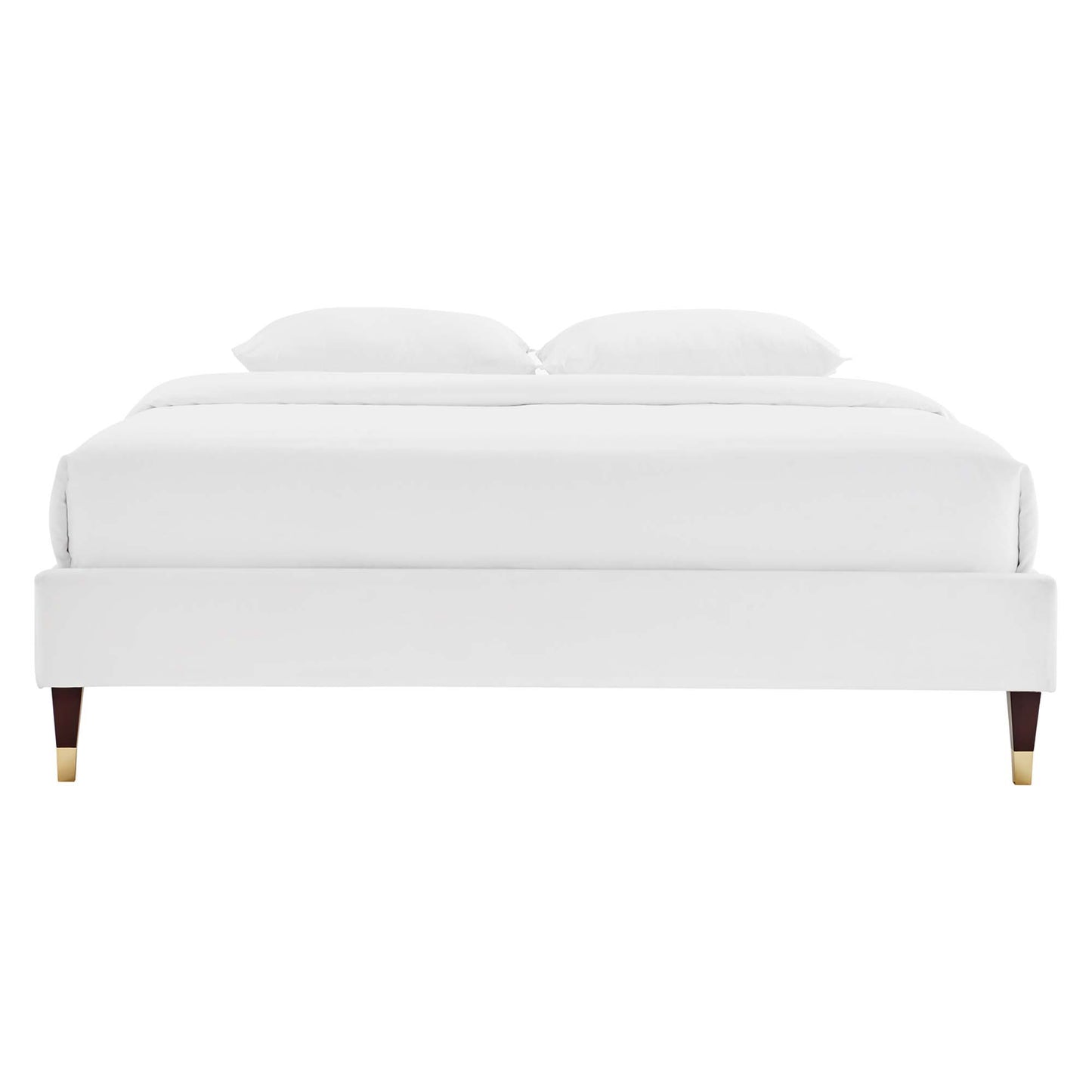 Neroli Performance Velvet Queen Platform Bed Frame in White