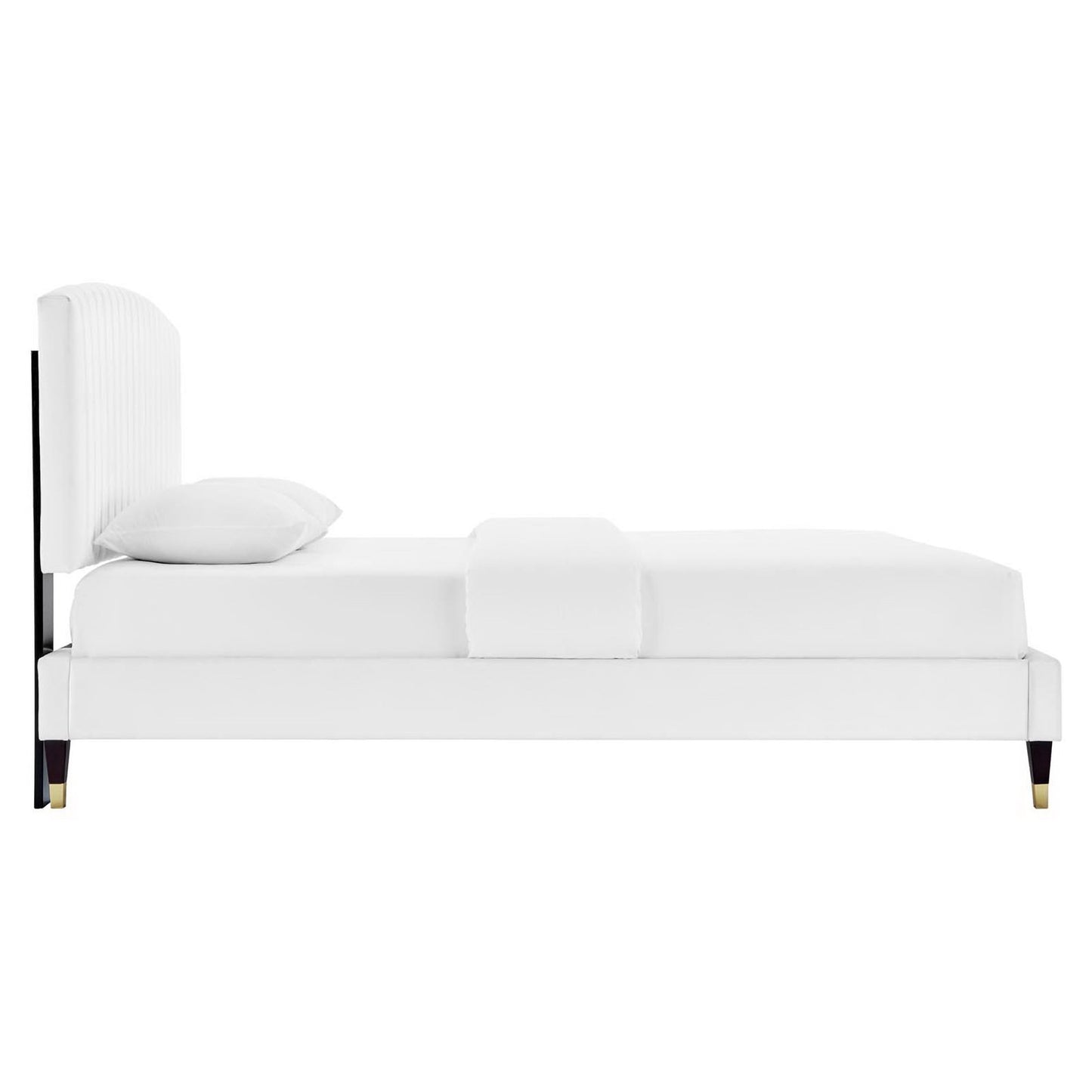 Villa Performance Velvet Queen Platform Bed in White