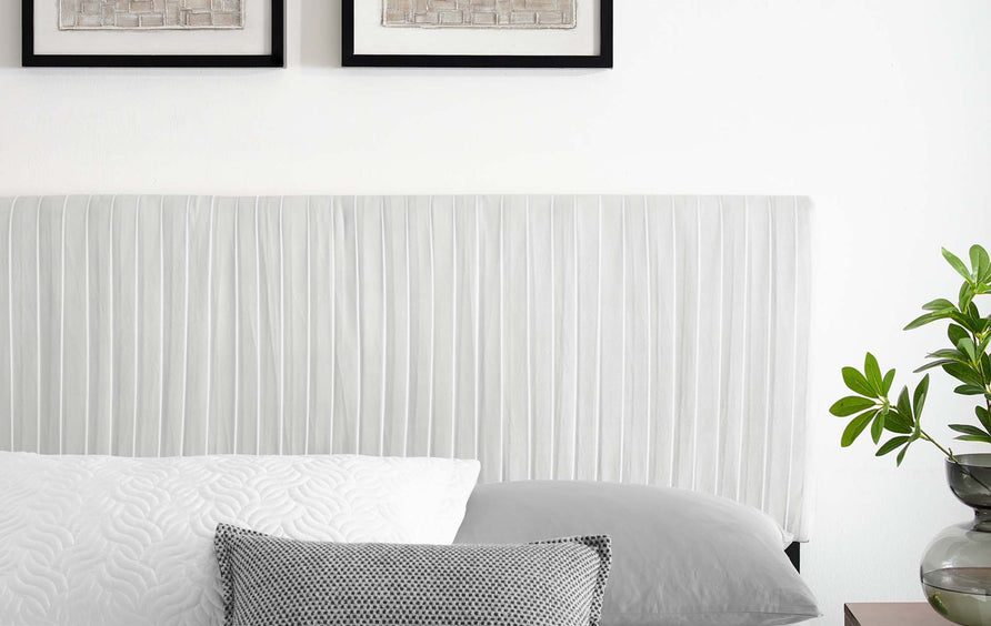 Mira Channel Tufted Performance Velvet Full/Queen Headboard in White