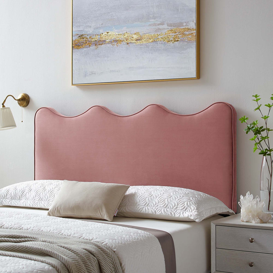 Hazel Performance Velvet Full/Queen Headboard in Dusty Rose