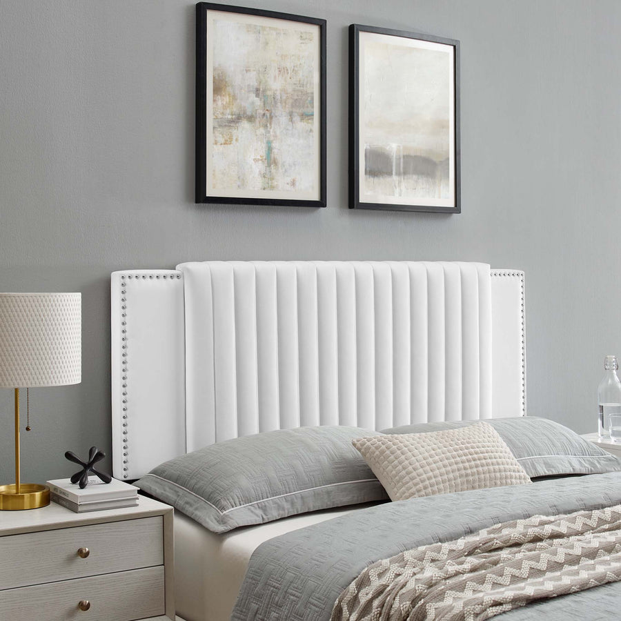 Perdita Channel Tufted Performance Velvet Twin Headboard in White