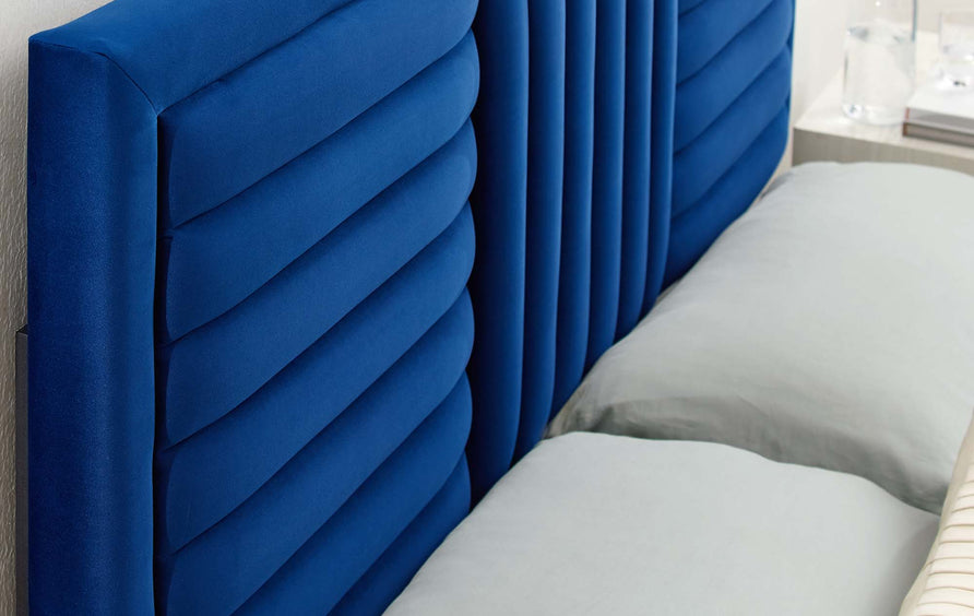 Chinook Channel Tufted Performance Velvet Full/Queen Headboard in Navy