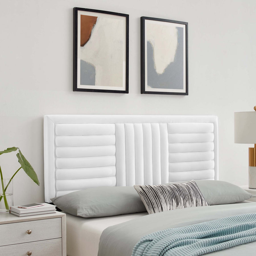 Chinook Channel Tufted Performance Velvet King/California King Headboard in White