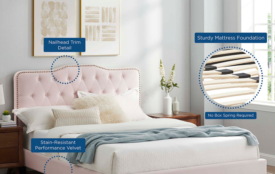 Reese Full Platform Bed in Pink
