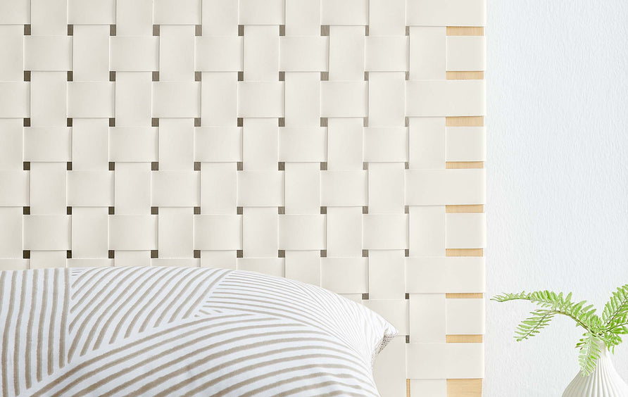 Sloane Weave Vegan Leather Twin Headboard in Natural Beige