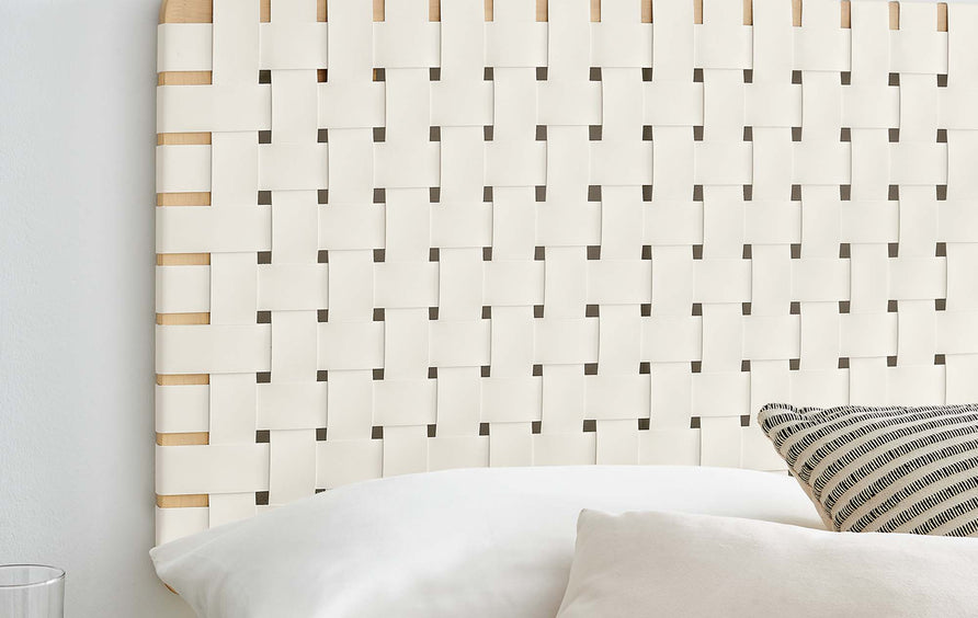 Sloane Weave Vegan Leather Full Headboard in Natural Beige