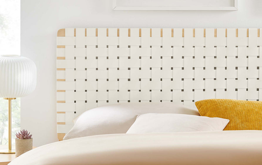 Sloane Weave Vegan Leather King Headboard in Natural Beige