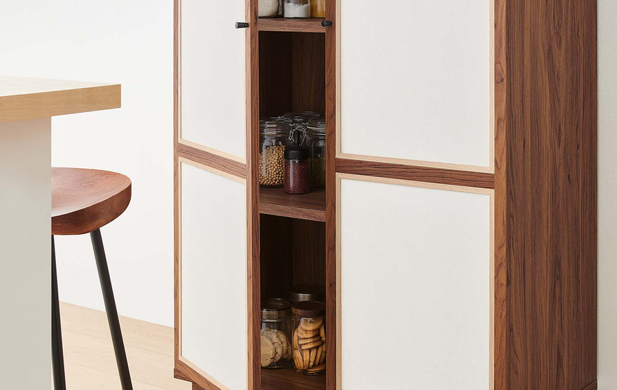 Sorrel 70" Tall Wood Grain Storage Cabinet in Walnut