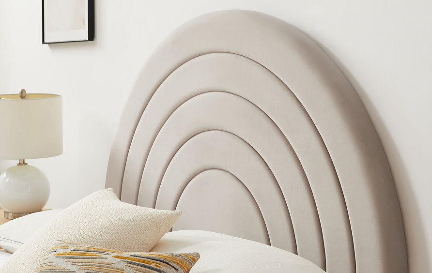 Rowan Arched Performance Velvet King Platform Bed in Almond