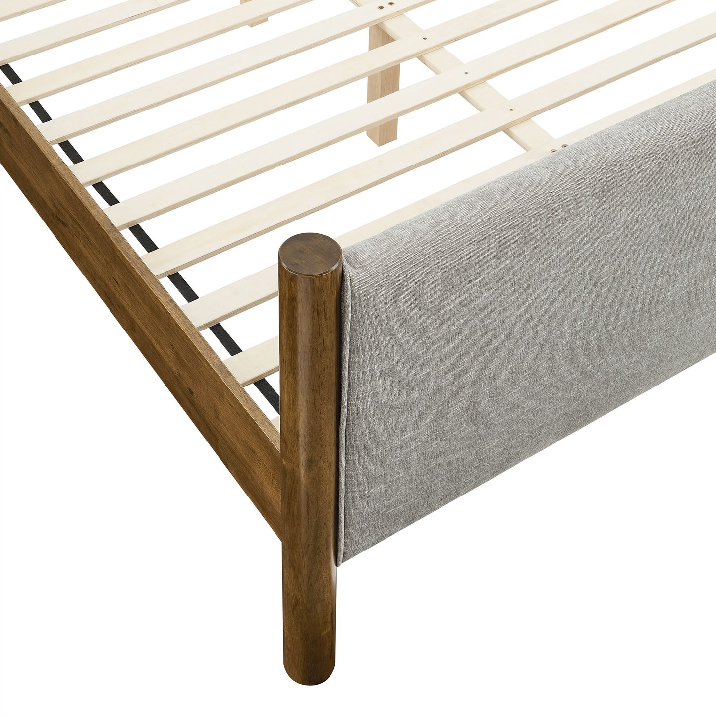 Dahlia Full Size Fabric Upholstered Platform Bed in Wheat Walnut