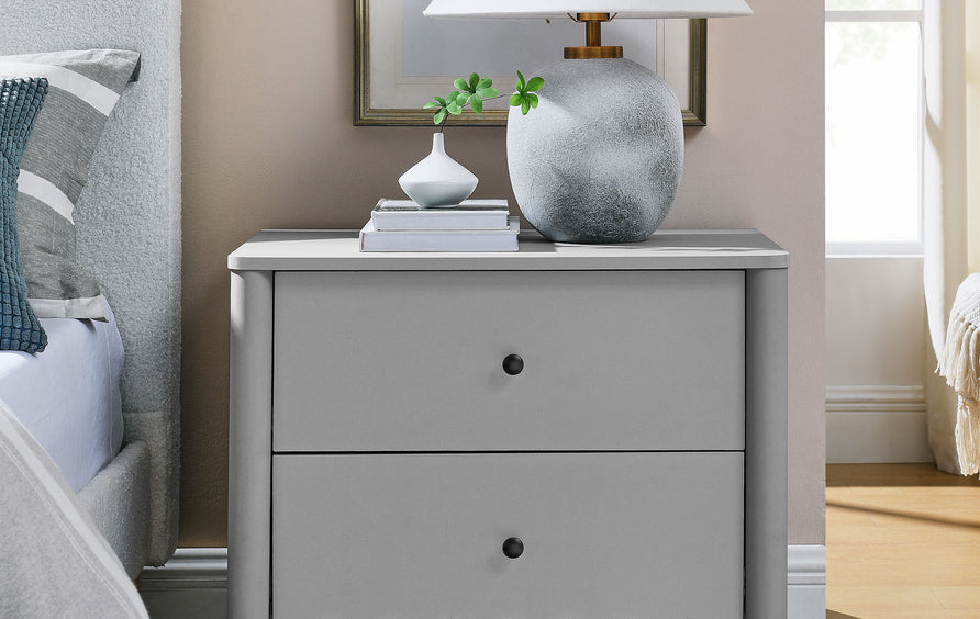 Solstice Scalloped 2-Drawer Nightstand in Light Gray