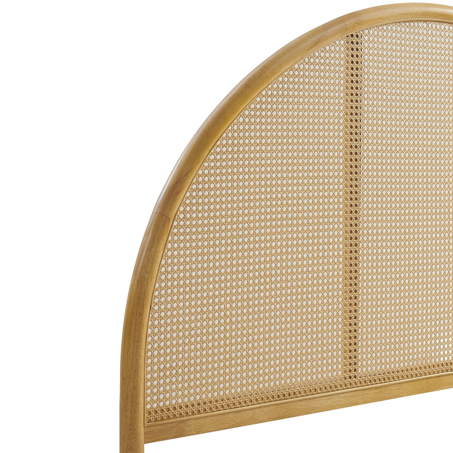 Senja Queen Arched Rattan Cane Platform Bed in Oak
