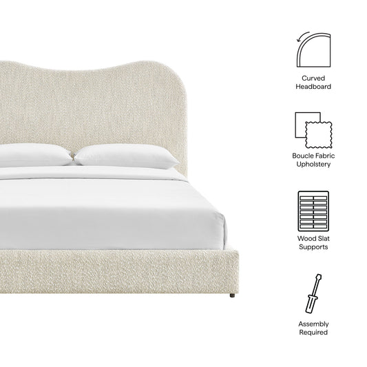Seluna Boucle Queen Platform Bed by Furniture For America