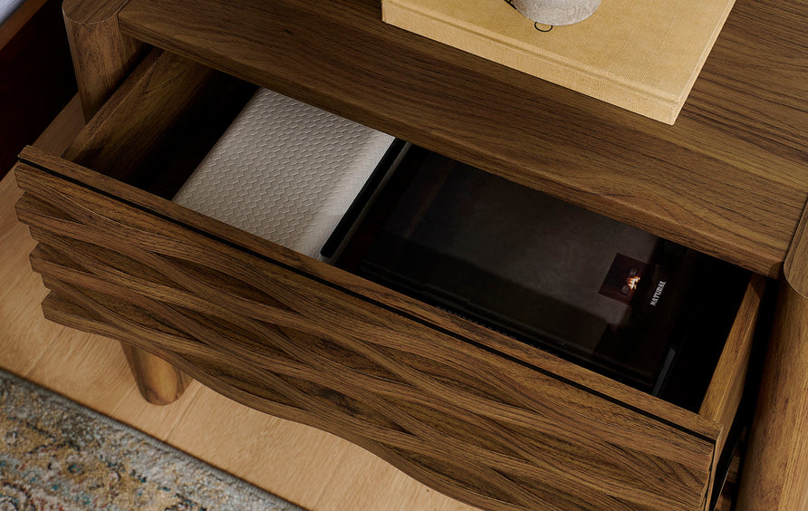 Sol Wave Nightstand in Walnut