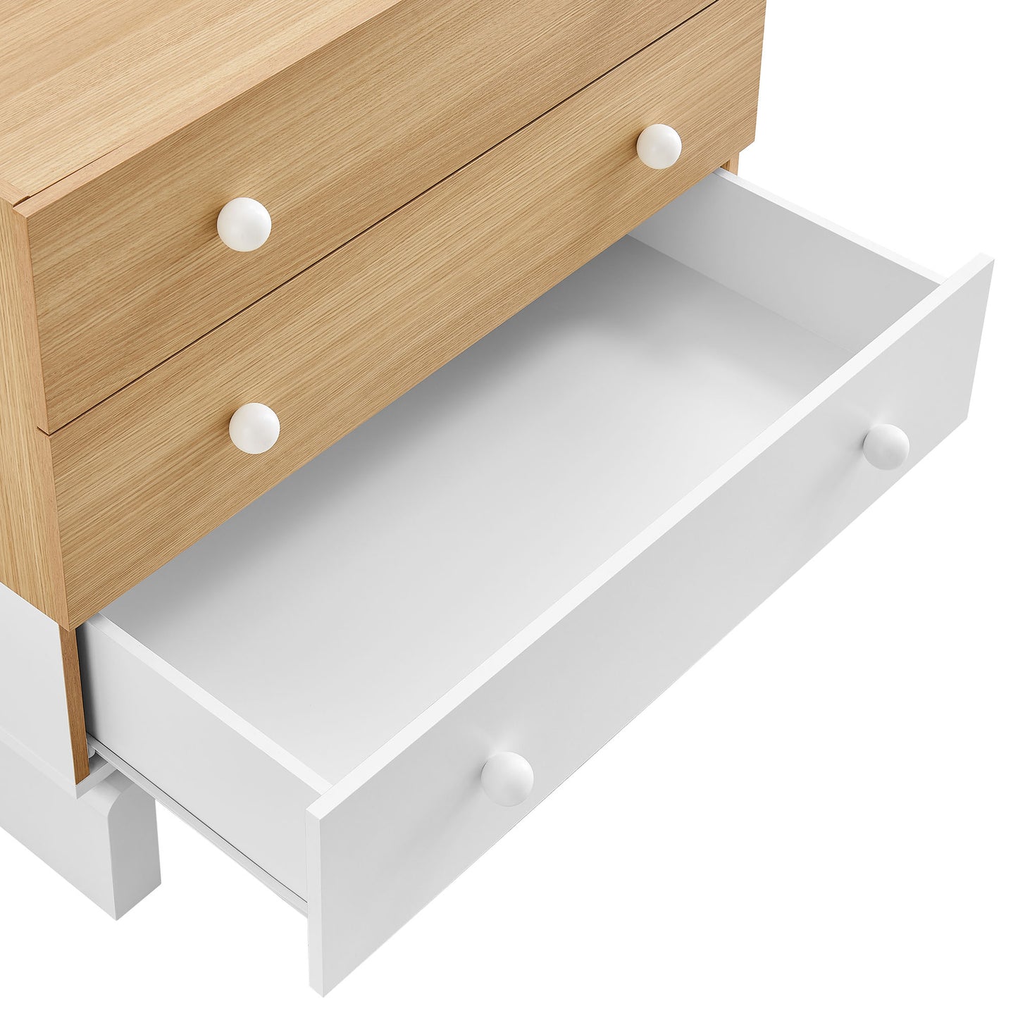 Sateen 3-Drawer Color Block Dresser in Oak White