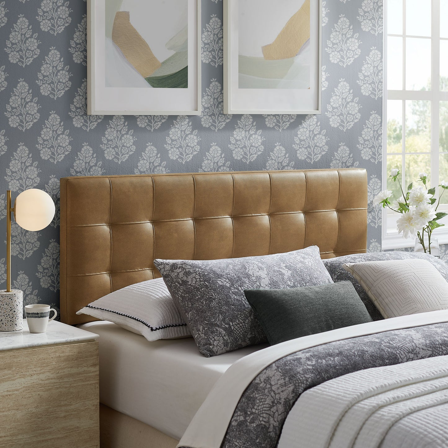 Cleo Vegan Leather Full Size Headboard in Toast
