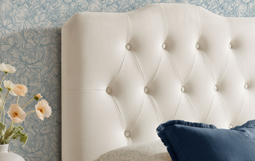 Sage Stain-Resistant Performance Velvet Twin Headboard in Alabaster