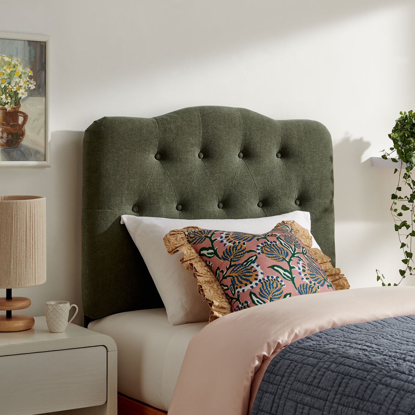 Sage Premium Linen Blend Twin Headboard in Sage