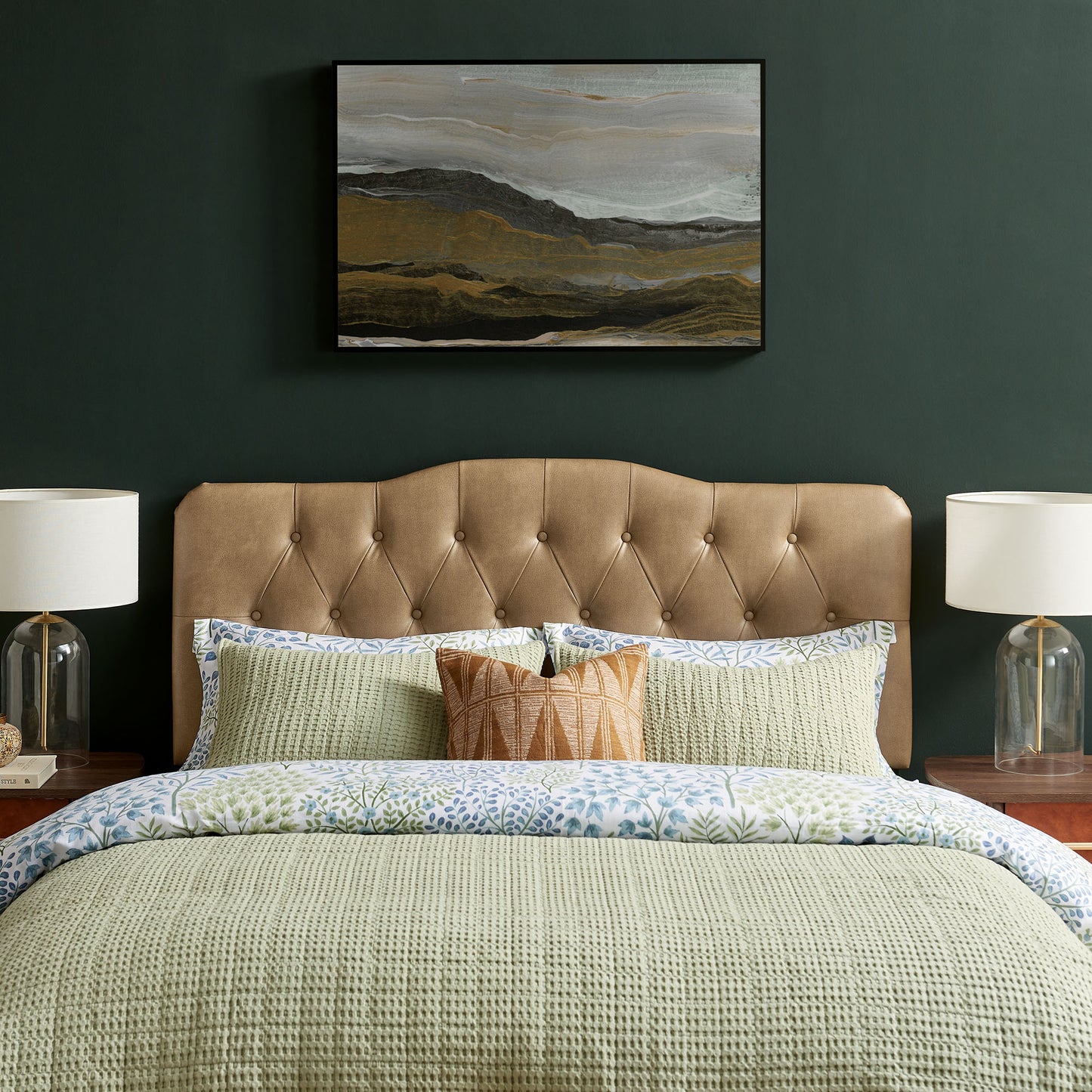 Sage Vegan Leather Full Headboard in Toast