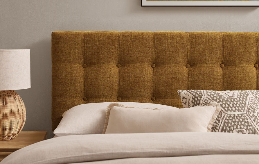 Vale Fabric Upholstered Queen Size Headboard in Copper
